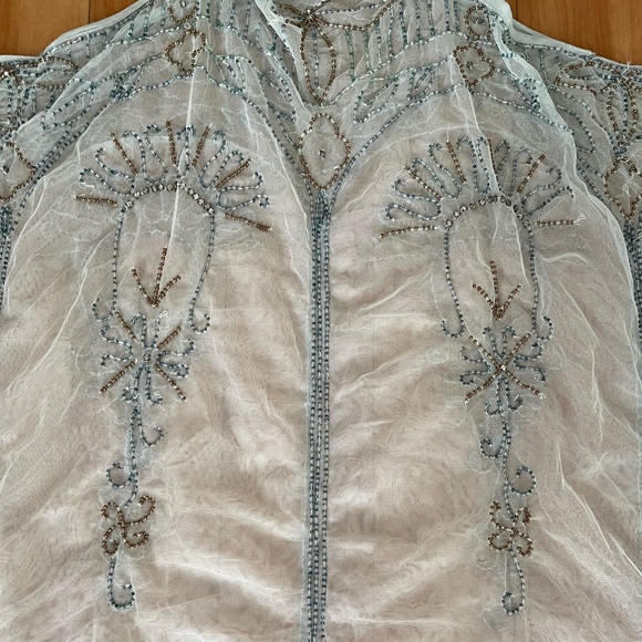 Free People Sheer Blue Embellished Dress Small - Picture 2 of 14